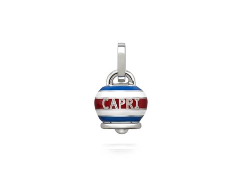 CIONDOLO MEDIO CAMPANELLA ARGENTO E SMALTO BIANCO, BLU E ROSSO CAPRINESS CHANTECLER 40183